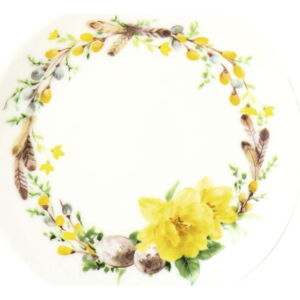 Žluto-bílý dezertní porcelánový talíř ø 10 cm Helene – IHR