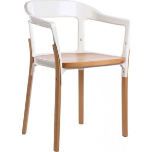 Bílo-hnědá jídelní židle Magis Steelwood