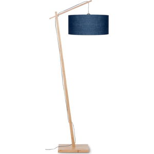 Stojací lampa s modrým stínidlem a konstrukcí z bambusu Good&Mojo Andes