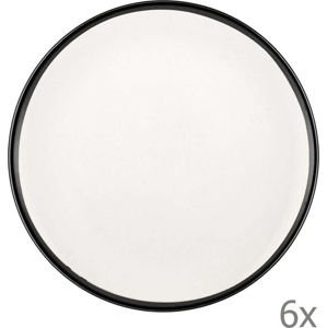 Sada 6 bílých porcelánových dezertních talířů Mia Halos Black, ⌀ 19 cm