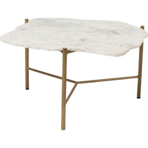 Bílý konferenční stolek s mramorovou deskou Kare Design Piedra, 76 x 72 cm