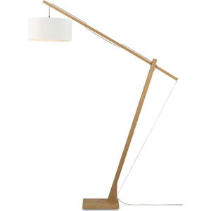 Stojací lampa s bílým stínidlem a konstrukcí z bambusu Good&Mojo Montblanc
