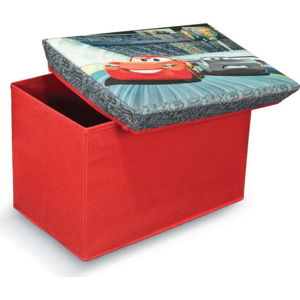 Červená úložná taburetka na hračky Domopak Cars, délka 49 cm