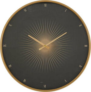 Černé nástěnné hodiny s rámem ve zlaté barvě Mauro Ferretti Glam Classic, ø 60 cm