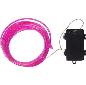 Růžový venkovní světelný LED řetěz Star Trading Tuby, délka 5 m