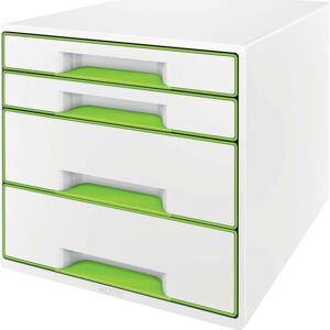 Bílo-zelený zásuvkový box Leitz WOW CUBE, 4 zásuvky