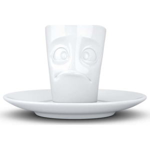 Bílý zklamaný porcelánový šálek na espresso s podšálkem 58products, objem 80 ml