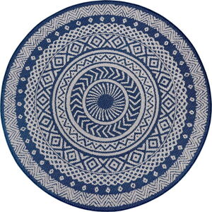 Modro-šedý venkovní koberec Ragami Round, ø 120 cm