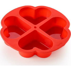 Červená silikonová dělící forma na dort ve tvaru srdce Lékué, ⌀ 25 cm