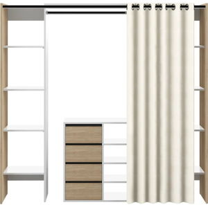 Bílo-béžová šatní skříň v dekoru dubu 185x182 cm Tom - TemaHome