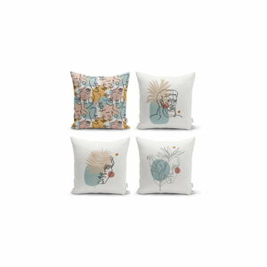 Sada 4 dekorativních povlaků na polštáře Minimalist Cushion Covers Minimalist Face, 45 x 45 cm
