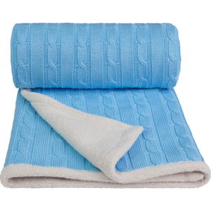 Modrá pletená dětská deka s podílem bavlny T-TOMI Winter, 80 x 100 cm