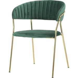 Smaragdově zelená židle s konstrukcí ve zlaté barvě Mauro Ferretti Poltrona