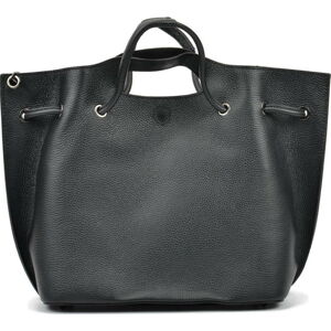 Černá kožená kabelka Mangotti Bags, 46 x 34 cm