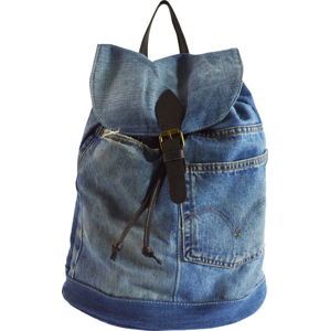 Modrý batoh z džínoviny a koženými popruhy Chicca Borse Light