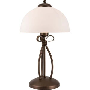 Tmavě hnědá stolní lampa se skleněným stínidlem, výška 43 cm Adelle – LAMKUR