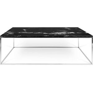 Černý mramorový konferenční stolek s chromovými nohami TemaHome Gleam, 75 x 120 cm
