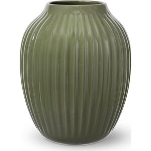 Tmavě zelená kameninová váza Kähler Design, výška 25,5 cm
