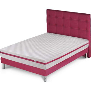 Růžová postel s matrací Stella Cadente Pluton Saches, 140 x 200  cm