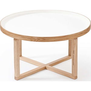 Kulatý stolek s bílou deskou z dubového dřeva Wireworks Round, Ø 66 cm
