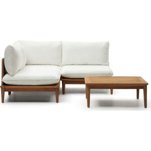 Bílý zahradní lounge set z teakového dřeva pro 2 Portitxol – Kave Home