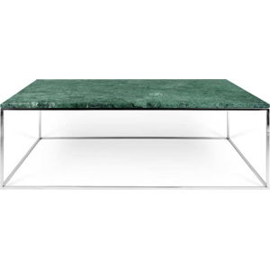 Konferenční stolek s chromovaným podnožím a zelenou mramorovou deskou TemaHome Prairie, 75 x 120 cm