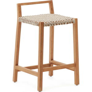 Dřevěná zahradní barová židle v přírodní barvě Giverola – Kave Home
