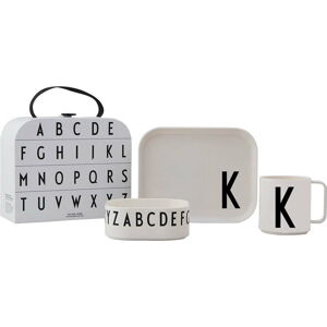 3dílný dětský jídelní set s kufříkem Design Letters Classics K