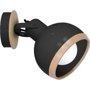 Černé nástěnné svítidlo s dřevěnými detaily Homemania Oval
