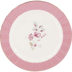 Růžovobílý porcelánový dezertní talíř Creative Tops Ditsy