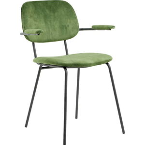 Zelená sametová jídelní židle Emma – Light & Living