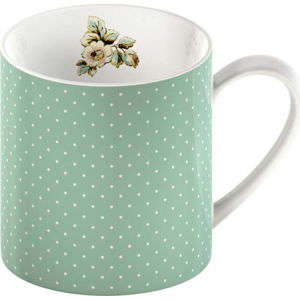 Zelený porcelánový hrnek s puntíky Creative Tops Cottage Flower, 330 ml