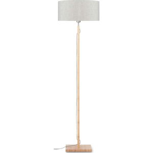 Stojací lampa se světle béžovým stínidlem a konstrukcí z bambusu Good&Mojo Fuji