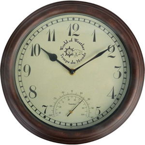 Venkovní nástěnné hodiny s teploměrem Esschert Design Time