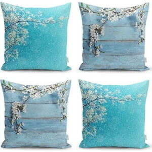 Sada 4 dekorativních povlaků na polštáře Minimalist Cushion Covers Winter Flowers, 45 x 45 cm