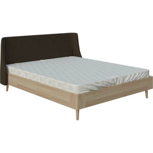 Hnědá dvoulůžková postel ProSpánek Lagom Side Wood, 180 x 200 cm