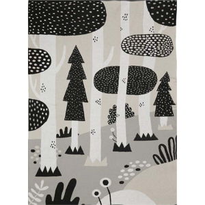 Černo-šedý dětský bavlněný přehoz přes postel Södahl Magic Forest, 100 x 150 cm