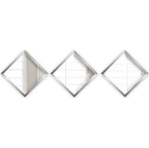 Sada 3 nástěnných zrcadel s rámem ve stříbrné barvě Oyo Concept Luna, 24 x 24 cm