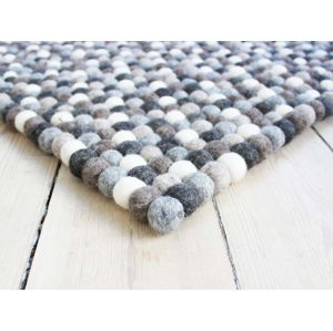 Šedo-bílý kuličkový vlněný koberec Wooldot Ball Rugs, 100 x 150 cm