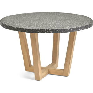 Tmavě šedý zahradní stůl s deskou z kamene Kave Home Shanelle, ø 120 cm