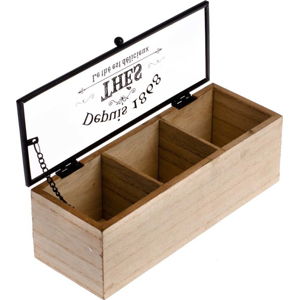Dřevěná krabička na čaj se 3 přihrádkami Dakls, 22,5 x 8 cm