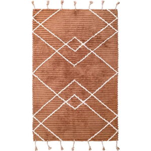 Hnědý ručně vyrobený koberec z bavlny Nattiot Lassa, 135 x 190 cm