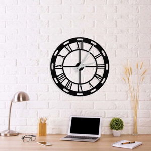Černé nástěnné hodiny Roman Clock, 48 x 50 cm