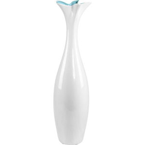 Bílá keramická váza s modrým detailem Mauro Ferretti Mica, výška 58 cm