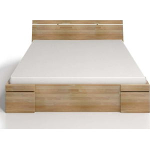 Dvoulůžková postel z bukového dřeva se zásuvkou SKANDICA Sparta Maxi, 160 x 200 cm