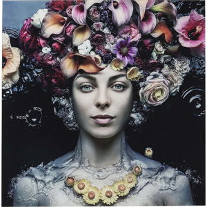 Zasklený obraz Kare Design Flower Art Lady, 120 x 120 cm