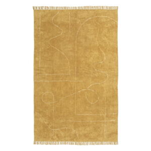 Oranžový ručně tkaný bavlněný koberec Westwing Collection Lines, 200 x 300 cm