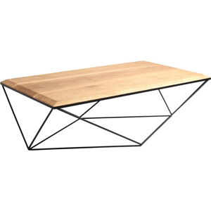 Konferenční stolek s černým podnožím a deskou z masivního dubu Custom Form Daryl, šířka 140 cm