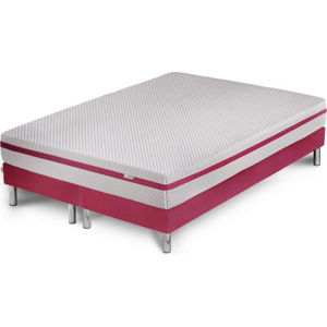 Růžová postel s matrací a dvojitým boxspringem Stella Cadente Maison Pluton, 180 x 200 cm