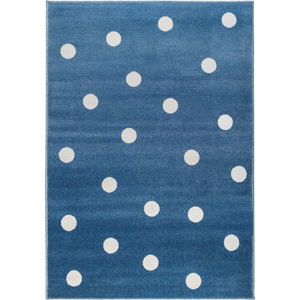 Modrý koberec s puntíky KICOTI Blue Peas, 240 x 330 cm